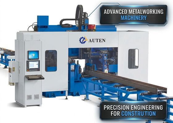 55KW کل قدرت Cnc I Beam حفاری تراش ماشین پردازش خط 3 مجلات ابزار